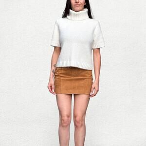 Zara Leather Suede Mini Skirt in Natural Tan Brown